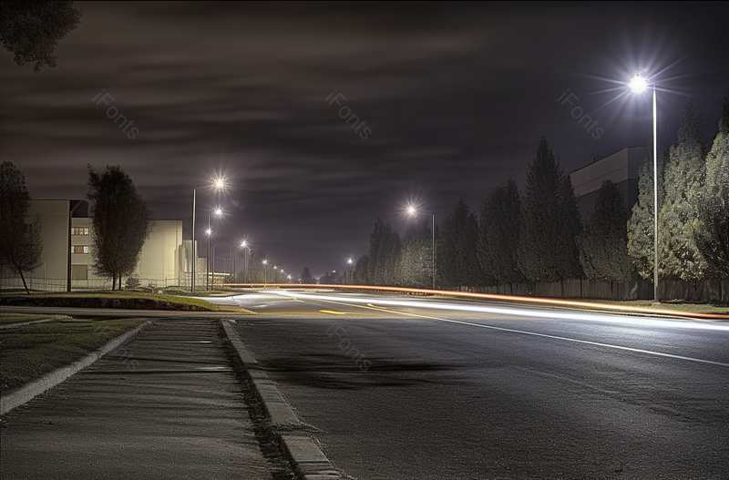 美国圣菲斯普林斯夜晚有路灯绿树成荫的道路摄影图,高清,摄影图,摄影图片,图片大全,摄影图免费下载